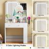 imageYITAHOME Makeup Vanity Desk with LED Mirror Jewelry Storage Hair Dryer Holder and Open Shelves Compact Vanity Desk for Small RoomsCream White