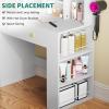 imageYITAHOME Makeup Vanity Desk with LED Mirror Jewelry Storage Hair Dryer Holder and Open Shelves Compact Vanity Desk for Small RoomsCream White
