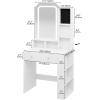 imageYITAHOME Makeup Vanity Desk with LED Mirror Jewelry Storage Hair Dryer Holder and Open Shelves Compact Vanity Desk for Small RoomsCream White