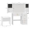 imageYITAHOME Makeup Vanity Table with Lighted Mirror Cushioned Stool 4 Storage Drawers ampamp Hidden Jewelry Organizer 3Mode LED Lighting