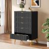 imageYITAHOME Metal Storage Cabinet Fluted Cabinet with 6 Drawers for Living Room Entryway Hallway Black5 Drawers