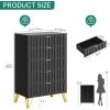 imageYITAHOME Metal Storage Cabinet Fluted Cabinet with 6 Drawers for Living Room Entryway Hallway Black5 Drawers