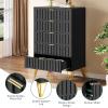 imageYITAHOME Metal Storage Cabinet Fluted Cabinet with 6 Drawers for Living Room Entryway Hallway Black5 Drawers