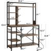 imageYITAHOME Microwave Stand Bakers Rack w Power Outlet Coffee Bar Kitchen Freestanding Utility Storage Shelf for Pantry Appliance Spice Pot Pan Organizer w Thickened Counter 6 Hook 39quot Oak ampamp WhiteRustic Brown