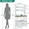imageYITAHOME Microwave Stand Bakers Rack w Power Outlet Coffee Bar Kitchen Freestanding Utility Storage Shelf for Pantry Appliance Spice Pot Pan Organizer w Thickened Counter 6 Hook 39quot Oak ampamp WhiteWhite
