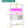 imageYITAHOME Microwave Stand Bakers Rack w Power Outlet Coffee Bar Kitchen Freestanding Utility Storage Shelf for Pantry Appliance Spice Pot Pan Organizer w Thickened Counter 6 Hook 39quot Oak ampamp WhiteWhite