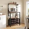 imageYITAHOME Microwave Stand Bakers Rack w Power Outlet Coffee Bar Kitchen Freestanding Utility Storage Shelf for Pantry Appliance Spice Pot Pan Organizer w Thickened Counter 6 Hook 39quot Oak ampamp WhiteRustic Brown