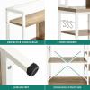 imageYITAHOME Microwave Stand Bakers Rack w Power Outlet Coffee Bar Kitchen Freestanding Utility Storage Shelf for Pantry Appliance Spice Pot Pan Organizer w Thickened Counter 6 Hook 39quot Oak ampamp WhiteOak  White