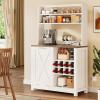 imageYITAHOME Microwave Stand Bakers Rack w Power Outlet Coffee Bar Kitchen Freestanding Utility Storage Shelf for Pantry Appliance Spice Pot Pan Organizer w Thickened Counter 6 Hook 39quot Oak ampamp WhiteWhite  Washed Grey