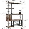 imageYITAHOME Microwave Stand Bakers Rack w Power Outlet Coffee Bar Kitchen Freestanding Utility Storage Shelf for Pantry Appliance Spice Pot Pan Organizer w Thickened Counter 6 Hook 39quot Oak ampamp WhiteBrown