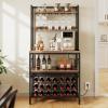 imageYITAHOME Microwave Stand Bakers Rack w Power Outlet Coffee Bar Kitchen Freestanding Utility Storage Shelf for Pantry Appliance Spice Pot Pan Organizer w Thickened Counter 6 Hook 39quot Oak ampamp WhiteRustic Brown