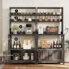imageYITAHOME Microwave Stand Bakers Rack w Power Outlet Coffee Bar Kitchen Freestanding Utility Storage Shelf for Pantry Appliance Spice Pot Pan Organizer w Thickened Counter 6 Hook 39quot Oak ampamp WhiteBlack Oak