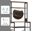 imageYITAHOME Microwave Stand Bakers Rack w Power Outlet Coffee Bar Kitchen Freestanding Utility Storage Shelf for Pantry Appliance Spice Pot Pan Organizer w Thickened Counter 6 Hook 39quot Oak ampamp WhiteRustic Brown