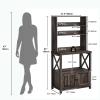 imageYITAHOME Microwave Stand Bakers Rack w Power Outlet Coffee Bar Kitchen Freestanding Utility Storage Shelf for Pantry Appliance Spice Pot Pan Organizer w Thickened Counter 6 Hook 39quot Oak ampamp WhiteBlack Oak