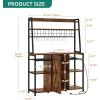 imageYITAHOME Microwave Stand Bakers Rack w Power Outlet Coffee Bar Kitchen Freestanding Utility Storage Shelf for Pantry Appliance Spice Pot Pan Organizer w Thickened Counter 6 Hook 39quot Oak ampamp WhiteRustic Brown