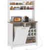 imageYITAHOME Microwave Stand Bakers Rack w Power Outlet Coffee Bar Kitchen Freestanding Utility Storage Shelf for Pantry Appliance Spice Pot Pan Organizer w Thickened Counter 6 Hook 39quot Oak ampamp WhiteWhite  Washed Grey