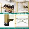 imageYITAHOME Microwave Stand Bakers Rack w Power Outlet Coffee Bar Kitchen Freestanding Utility Storage Shelf for Pantry Appliance Spice Pot Pan Organizer w Thickened Counter 6 Hook 39quot Oak ampamp WhiteWhite  Gold