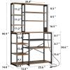 imageYITAHOME Microwave Stand Bakers Rack w Power Outlet Coffee Bar Kitchen Freestanding Utility Storage Shelf for Pantry Appliance Spice Pot Pan Organizer w Thickened Counter 6 Hook 39quot Oak ampamp WhiteRustic Brown