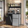 imageYITAHOME Mini Fridge Cabinet Stand with Trash Can Storage 4Tier Bakers Rack Microwave Oven Stand with Power Outlets Freestanding Coffee Bar Shelf Station for Kitchen Home Office WhiteBlack