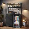 imageYITAHOME Mini Fridge Cabinet Stand with Trash Can Storage 4Tier Bakers Rack Microwave Oven Stand with Power Outlets Freestanding Coffee Bar Shelf Station for Kitchen Home Office WhiteBlack