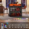 imageYITAHOME Mini Home Bar Unit for Living Room with WallMounted Shelf Rack ampamp Music Sensing LED Light Tall Bars Table with Wine Rack Alcohol Storage Glasses Hanger Footrest for Kitchen Pub BlackRustic Brown