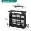 imageYITAHOME Mini Home Bar Unit for Living Room with WallMounted Shelf Rack ampamp Music Sensing LED Light Tall Bars Table with Wine Rack Alcohol Storage Glasses Hanger Footrest for Kitchen Pub BlackBlack