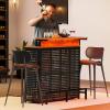 imageYITAHOME Mini Home Bar Unit for Living Room with WallMounted Shelf Rack ampamp Music Sensing LED Light Tall Bars Table with Wine Rack Alcohol Storage Glasses Hanger Footrest for Kitchen Pub BlackRustic Brown