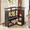 imageYITAHOME Mini Home Bar Unit for Living Room with WallMounted Shelf Rack ampamp Music Sensing LED Light Tall Bars Table with Wine Rack Alcohol Storage Glasses Hanger Footrest for Kitchen Pub BlackBlack