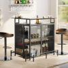 imageYITAHOME Mini Home Bar Unit for Living Room with WallMounted Shelf Rack ampamp Music Sensing LED Light Tall Bars Table with Wine Rack Alcohol Storage Glasses Hanger Footrest for Kitchen Pub BlackBlack