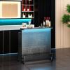 imageYITAHOME Mini Home Bar Unit for Living Room with WallMounted Shelf Rack ampamp Music Sensing LED Light Tall Bars Table with Wine Rack Alcohol Storage Glasses Hanger Footrest for Kitchen Pub BlackBlack