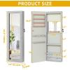 imageYITAHOME Mirror Jewelry Cabinet Wall Mounted Jewelry Cabinet Door Hanging LED Jewelry Organizer with Full Length MirrorBuiltin Makeup Mirror4 Drawers Lockable Jewelry Armoires Grey