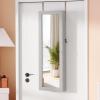 imageYITAHOME Mirror Jewelry Cabinet Wall Mounted Jewelry Cabinet Door Hanging LED Jewelry Organizer with Full Length MirrorBuiltin Makeup Mirror4 Drawers Lockable Jewelry Armoires Grey
