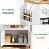 imageYITAHOME Mobile Kitchen Island Cart with Power Outlet 33 Inch Rolling Kitchen Cart with Storage Small Serving Utility Carts on Wheels with Open Shelves for Kitchen Dining Room WhiteWhite