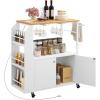 imageYITAHOME Mobile Kitchen Island Cart with Power Outlet 33 Inch Rolling Kitchen Cart with Storage Small Serving Utility Carts on Wheels with Open Shelves for Kitchen Dining Room WhiteWhite
