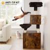imageYITAHOME Modern Cat Tree with Litter Box Enclosure Combo Endtable and Large Cat Tower with Basket 4in1 Litter Box Furniture Hidden and Scratching Post for Large CatsRustic Brown