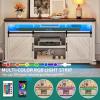 imageYITAHOME Modern TV Stand for 75 Inch TV LED Entertainment Center with Adjustable Shelves and Glass Doors 32 Tall Television Stands TV Media Console Table for Living Room Pine GreyOff White  Walnut Grain