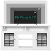 imageYITAHOME Modern TV Stand for 75 Inch TV LED Entertainment Center with Adjustable Shelves and Glass Doors 32 Tall Television Stands TV Media Console Table for Living Room Pine GreyWhite