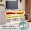 imageYITAHOME Modern TV Stand for 75 Inch TV LED Entertainment Center with Adjustable Shelves and Glass Doors 32 Tall Television Stands TV Media Console Table for Living Room Pine GreyWhite