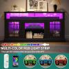 imageYITAHOME Modern TV Stand for 75 Inch TV LED Entertainment Center with Adjustable Shelves and Glass Doors 32 Tall Television Stands TV Media Console Table for Living Room Pine GreyBlack