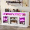 imageYITAHOME Modern TV Stand for 75 Inch TV LED Entertainment Center with Adjustable Shelves and Glass Doors 32 Tall Television Stands TV Media Console Table for Living Room Pine GreyWhite