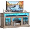imageYITAHOME Modern TV Stand for 75 Inch TV LED Entertainment Center with Adjustable Shelves and Glass Doors 32 Tall Television Stands TV Media Console Table for Living Room Pine GreyPine Grey