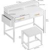 imageYITAHOME Modern Vanity Desk with Stool Small Makeup Table with Drawers and RGB Lights Power Outlet Interchangeable Side Hook ampamp Side Pocket No Mirror Design 315 x 157 x 343 Inches Pearl WhitePearl White
