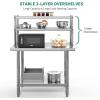 imageYITAHOME NSF Stainless Steel Table 30quot X 24quot Work Table with Wheels 3 Shelves Metal Prep Worktable for Home Kitchen Restaurant Garage Warehouse Outdoor2 tier  overshleves