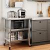 imageYITAHOME NSF Stainless Steel Table 30quot X 24quot Work Table with Wheels 3 Shelves Metal Prep Worktable for Home Kitchen Restaurant Garage Warehouse Outdoor3 tier  wheels