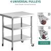 imageYITAHOME NSF Stainless Steel Table 30quot X 24quot Work Table with Wheels 3 Shelves Metal Prep Worktable for Home Kitchen Restaurant Garage Warehouse Outdoor3 tier  wheels