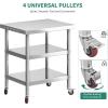imageYITAHOME NSF Stainless Steel Table 30quot X 24quot Work Table with Wheels 3 Shelves Metal Prep Worktable for Home Kitchen Restaurant Garage Warehouse Outdoor3 tier  wheels