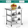 imageYITAHOME NSF Stainless Steel Table 30quot X 24quot Work Table with Wheels 3 Shelves Metal Prep Worktable for Home Kitchen Restaurant Garage Warehouse Outdoor3 tier  wheels