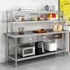 imageYITAHOME NSF Stainless Steel Table 30quot X 24quot Work Table with Wheels 3 Shelves Metal Prep Worktable for Home Kitchen Restaurant Garage Warehouse Outdoor2 Tiers W3 Drawers  Overshleves