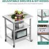 imageYITAHOME NSF Stainless Steel Table 30quot X 24quot Work Table with Wheels 3 Shelves Metal Prep Worktable for Home Kitchen Restaurant Garage Warehouse Outdoor3 tier  wheels