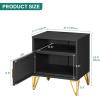 imageYITAHOME Night Stand Set 2 Fluted Nightstand with Charging Station Metal Bedside Table with Storage Shelf Modern End Tables for Bedroom Sofa Couch Black